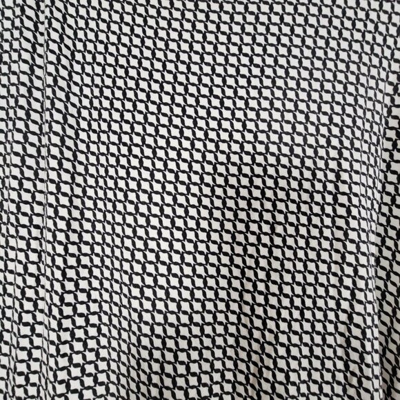 Cabi Womens Black White Geometric Cowl Neck Ruched Midi Dress Large Stretch #614 - Picture 3 of 9